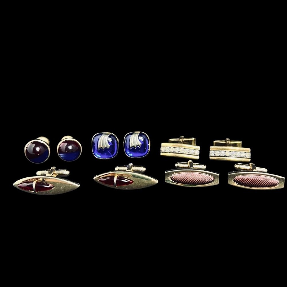 Vintage Lot Of 5 Gold Tone Cufflinks (5348) - Picture 1 of 3